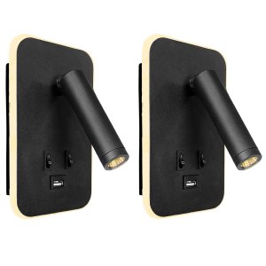 2 Arandela Spot Leitura Foco Móvel Led Interruptor Usb Bet78