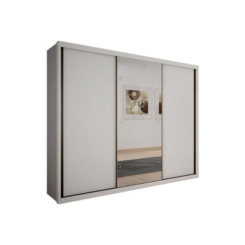 Guarda Roupa Casal 3 Portas de Correr (1 C/ Espelho) e 6 Gavetas Paradizzo/palazzo Neve - Novo
