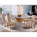 Ver imagem 1 de Mesa Aster 180 Tampo Em Mdf Canto Reto Com 6 Cadeiras Liz Moderna Creme, Off White E Imbuia