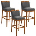 Ver imagem 1 de Kit 3 Banquetas Alta Cozinha Gourmet Conforto Suede:suede Cinza