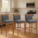 Ver imagem 3 de Kit 3 Banquetas Alta Cozinha Gourmet Conforto Suede:suede Cinza