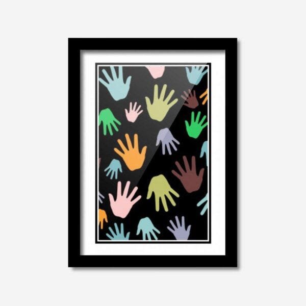 Quadro Decorativo Mãozinha Baby Preto 45cmx33cm Los Quadros - 1