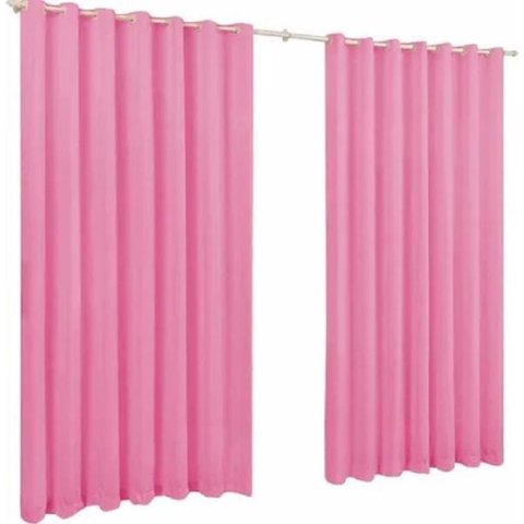 Cortina De Microfibra 3,00X2,80 Rosa Ilhós Cromado
