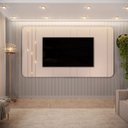 Ver imagem 4 de Painel Mdf Avatar para Tv até 75 Led Dourado Detalhe Chanfrado Off White G18 - Gran Belo