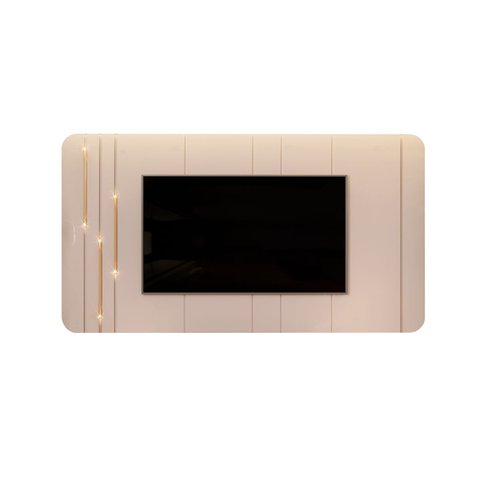 Painel Mdf Avatar para Tv até 75 Led Dourado Detalhe Chanfrado Off White G18 - Gran Belo