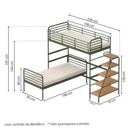Beliche com Escada Lateral em Ferro Aço Carbono Tubular Teko Casatema - 3