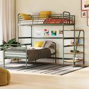 Ver imagem 1 de Beliche com Escada Lateral em Ferro Aço Carbono Tubular Teko Casatema MadeiraOriginals Preto/Fosco/Álamo