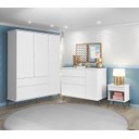 Ver imagem 1 de Roupeiro Infantil com Cômoda e Mesa de Apoio Melinda Branco 100% Mdf - Phoenix Baby