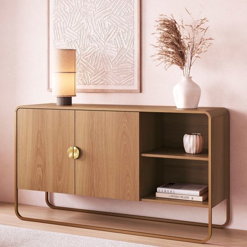 Buffet Aparador para Sala 135cm 2 Portas Mario Hanover/dourado A10 - Mpozenato