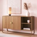 Ver imagem 1 de Buffet Aparador para Sala 135cm 2 Portas Mario Hanover/dourado A10 - Mpozenato