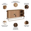 Ver imagem 5 de Buffet Aparador para Sala 135cm 2 Portas Mario Hanover/dourado A10 - Mpozenato