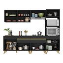 Ver imagem 6 de Armário de Cozinha Completa 252cm Veneza Multimóveis V3713 Preto/dourado