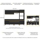 Ver imagem 4 de Armário de Cozinha Completa 252cm Veneza Multimóveis V3713 Preto/dourado