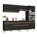 Ver imagem 3 de Armário de Cozinha Completa 252cm Veneza Multimóveis V3713 Preto/dourado