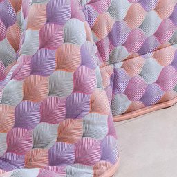 Edredom Cobertor Casa Scarpa Sonnet King Malha Estampada Dupla Face Algodão - Mosaico - Salmão - 3