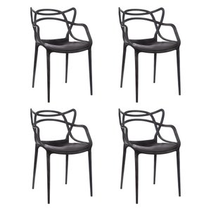 Kit 4 Cadeiras de Jantar Super Resistente e Empilhável Garden Life Cor Preto