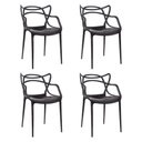 Ver imagem 1 de Kit 4 Cadeiras de Jantar Super Resistente e Empilhável Garden Life Cor Preto