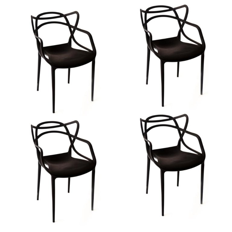 Kit 4 Cadeiras Sala de Jantar Allegra Preta