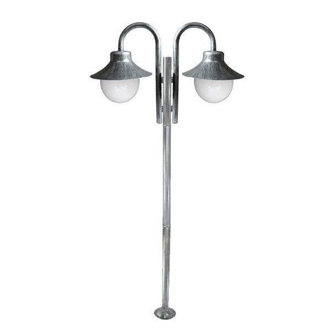 Poste de Jardim Saturno P28/2 com Globos de Vidro Leitoso 10x20 Prata Velha