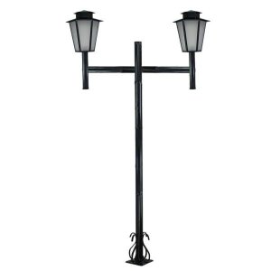 Poste de Jardim Colonial Sextavado Duplo 2,0m P9/2 em Aço Preto