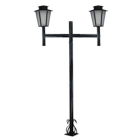Poste de Jardim Colonial Sextavado Duplo 2,0m P9/2 em Aço Preto