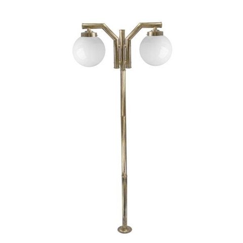 Poste de Jardim P23/2 com Globo de Vidro Leitoso 15x30 2,16m em Aço Fosfatizado Ouro Velho