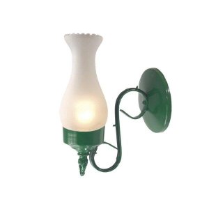 Arandela Colonial Texas Tipo Lampião 270 em Aço com Vidro Fosco Verde