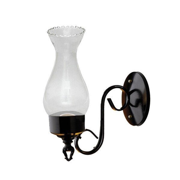 Arandela Colonial Texas Tipo Lampião 270 em Aço com Vidro Transparente Preto - 1