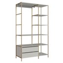 Ver imagem 1 de Guarda Roupa Closet Grande Industrial 2 Gavetas P1025 Arena Dourado Placa e Ponto
