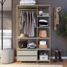 Guarda Roupa Closet Grande Industrial 2 Gavetas P1025 Arena Dourado Placa e Ponto - 2