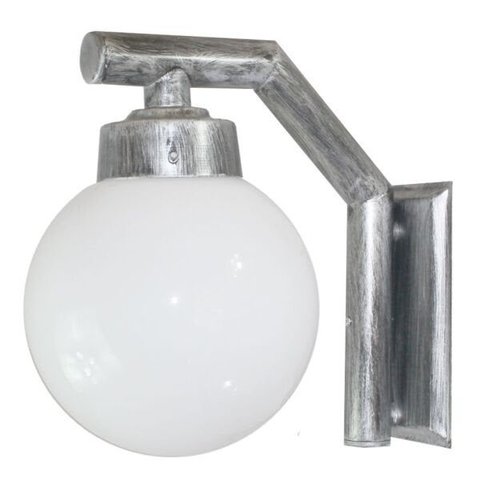 Arandela Solarium 215 Externa/interna com Globo de Vidro Leitoso 15x30 Prata Velha