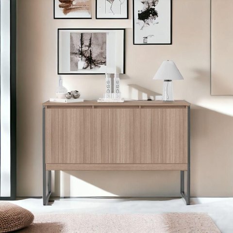 Aparador Buffet Nativa Industrial 3 Portas MDF MDP 120cm Preto Montana Casah