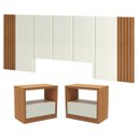 Ver imagem 1 de Kit Quarto Cabeceira King com 2 Mesas de Cabeceira Mdf Freijó Off White Dalla Costa
