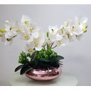 Ver imagem 1 de Arranjo Centro De Mesa 2 Orquídeas Brancas Vaso Completo