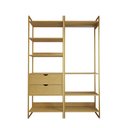 Ver imagem 3 de Guarda Roupa Aberto Industrial Casal 2 Módulos Canela Cabideiro com Gavetas Base Dourada
