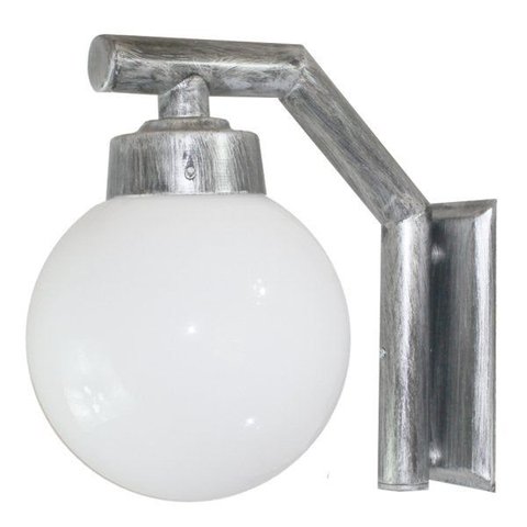 Arandela Solarium 215 Externa/interna com Globo de Vidro Leitoso 15x28 Prata Velha
