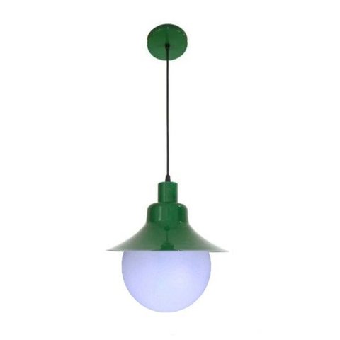 Pendente Colonial São Paulo Antigo 728 em Aço com Globo de Polietileno Verde