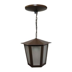 Pendente Colonial Sextavado L1C em Aço Marrom