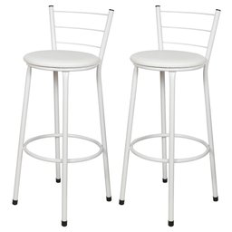 2 Banquetas Alta para Cozinha Epoxi Branca:branco - 1