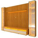 Ver imagem 2 de Rack com Painel para TV até 84 Polegadas Ripado Vidro Reflecta LED 100% MDF 224CMX304,8cm Nobre Clean Requinte Luminare Naturale/Off White