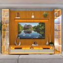 Ver imagem 7 de Rack com Painel para TV até 84 Polegadas Ripado Vidro Reflecta LED 100% MDF 224CMX304,8cm Nobre Clean Requinte Luminare Naturale/Off White
