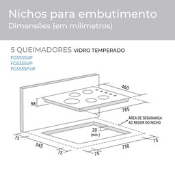COOKTOP VIDRO PRETO 5 QUEIMADORES FG5535FVP - 5