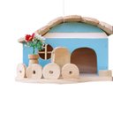 Ver imagem 1 de Casinha de Passarinho Feita de Madeira com Comedouro Estilo Fazendinha Jardim  Varanda  Quintal