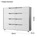 Ver imagem 4 de Cômoda Grande 8 Gavetas Doble Flex Branco/Freijó