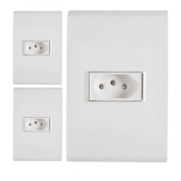 Kit 3 Conjunto Tomada Simples 10A 4x2 Liz Branco Tramontina - 1