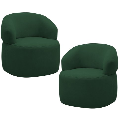 Kit 2 Poltronas Giratórias Sala de Estar Living Orgânico Carmen F04 Veludo Verde - Lyam Decor