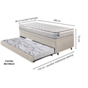 Ver imagem 2 de Bicama Box Baú Solteiro Courino Linho Areia 88x188 com Colchão Hanover Molas Ensacadas Inducol