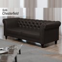 Ver imagem 2 de Sofá Decorativo Sala de Estar Chesterfield 4 Lugares 260cm Couro Capuccino - Mozzelar
