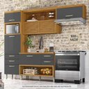 Ver imagem 2 de Cozinha Modulada 3 Peças Paneleiro Ripado Nesher Princesa Mdf - Freijó / Grafite