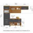 Ver mais imagens de Cozinha Modulada 3 Peças Paneleiro Ripado Nesher Princesa Mdf - Freijó / Grafite